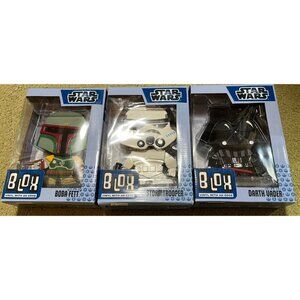 3 New 2012 Funko Star Wars BLOX Figures DARTH VADER, Boba Fett, Stormtrooper Mib